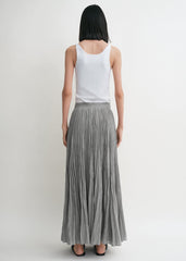 Crinkled plissé skirt pale grey