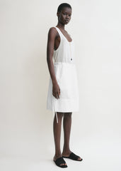 Drawstring poplin mini skirt white