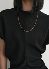 Slouch waist basketweave top black