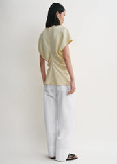 Slouch waist basketweave top straw