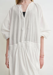 Drawstring dress off-white