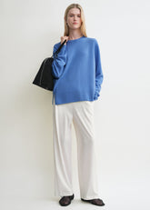 Crew-neck cashmere knit cornflower