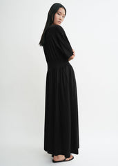 Cotton silk tee dress black