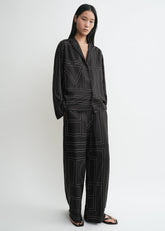 Monogram silk pj top black