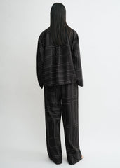 Monogram silk pj top black