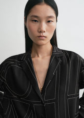 Monogram silk pj top black