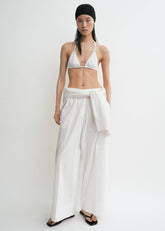 Monogram pointelle bikini top white