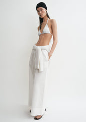Monogram pointelle bikini top white