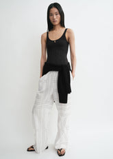 Monogram cotton-blend pj bottoms white/black