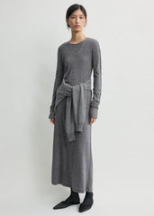 Long-sleeve everyday dress grey petite