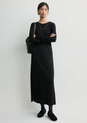 Long-sleeve everyday dress black petite