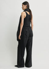Easy flannel trousers black petite