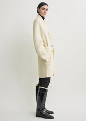 Shawl-lapel cashmere-wool robe ecru