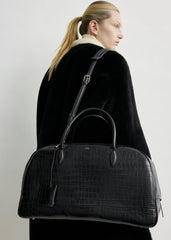 Croco-embossed traveler black