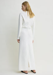 Long-sleeve slouch waist dress macadamia petite
