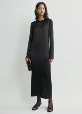 Long satin dress black