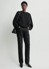 Mohair blend rib knit black