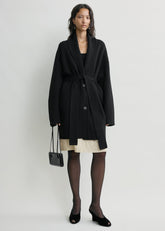 Shawl-lapel robe black petite