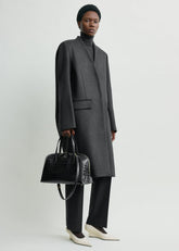 Deep pleat coat charcoal melange