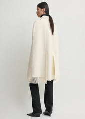 Fringe cape coat winter white petite