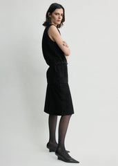 Belted suede top black