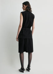 Belted suede top black