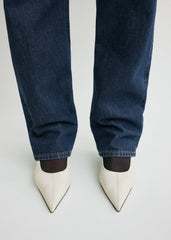Sharp nappa wedge pumps white