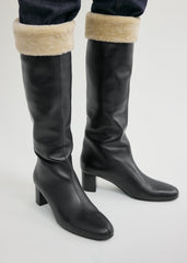 Downtown shearling knee-high boots black/beige