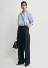 Wide flannel trousers navy petite