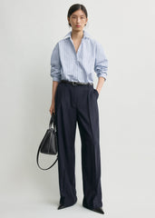 Wide flannel trousers navy petite