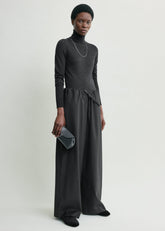 Drawstring dinner trousers charcoal melange petite