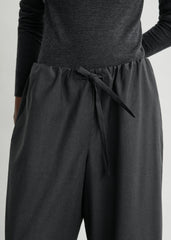 Drawstring dinner trousers charcoal melange petite