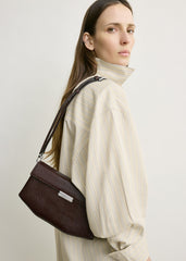 Clip lizard-embossed clutch brown