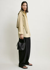 Small belted grained-leather tote black