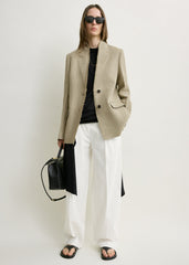 Raw lapel jacket beige