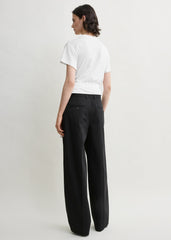 Single pleat cotton trousers black