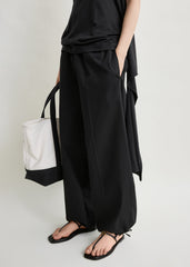 Drawstring cotton trousers black