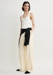 Monogram silk pj bottoms cream