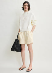 Monogram silk pj shorts cream