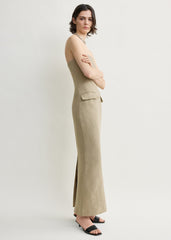 Strapless pocket dress beige