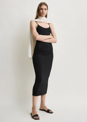 Draped slip dress black