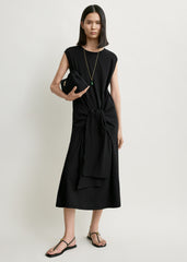 Tie-waist jersey dress black