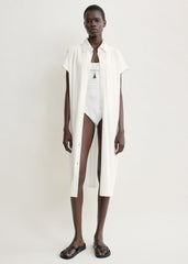 Jersey shirtdress off-white