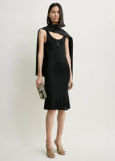 Fluted hem dress black