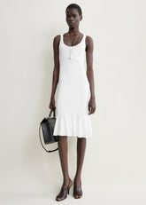 Fluted hem dress optic white