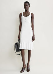 Fluted hem dress optic white
