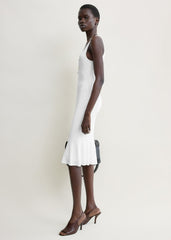 Fluted hem dress optic white