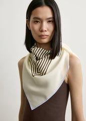 Centered monogram silk scarf macadamia