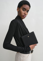 Satin box clutch black