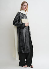 Satin box clutch ecru